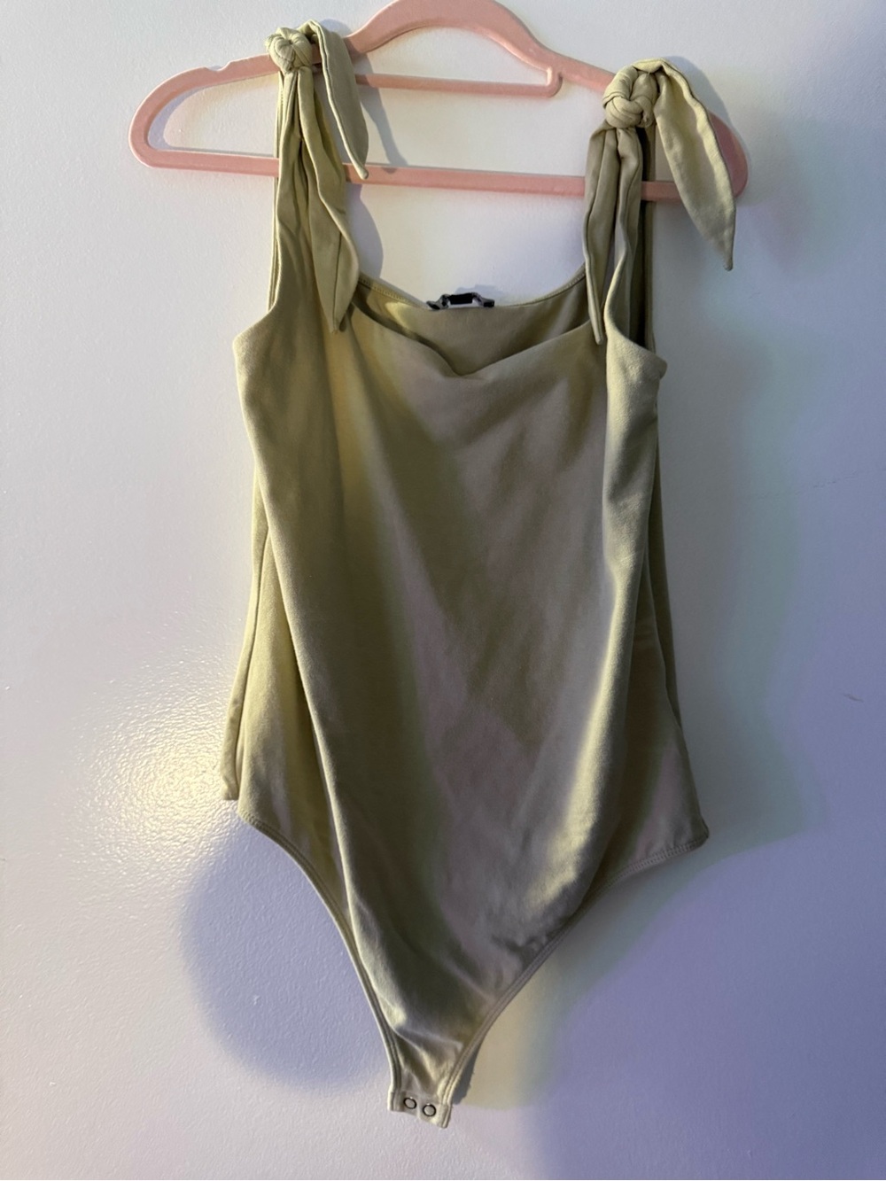 Express Olive Tie-Shoulder Bodysuit
